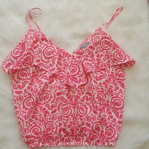 Vizio Pattern Ruffled V neck camisole size L